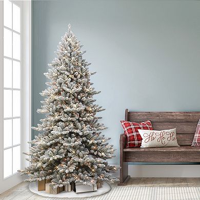PULEO INTERNATIONAL 6.5-ft. 450-Light Flocked Fraser Fir Artificial Christmas Tree