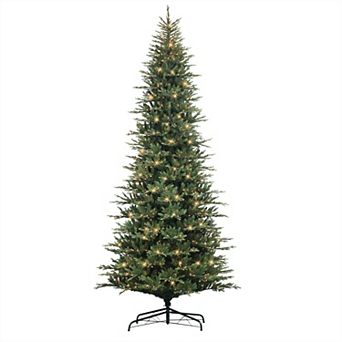 PULEO INTERNATIONAL 12-ft. Pre-Lit Slim Balsam Artificial Fir Christmas Tree