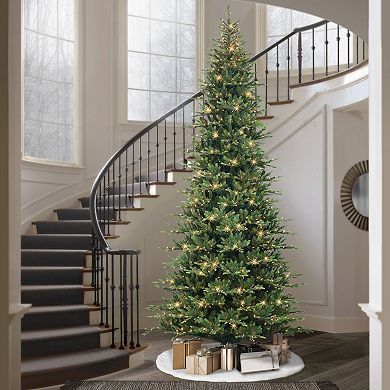 Puleo International Inc. 12-ft. Pre-Lit Slim Balsam Artificial Fir Christmas Tree