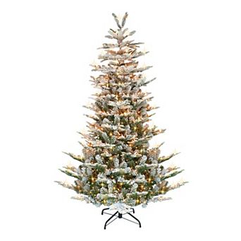 Puleo International Inc. 7.5-ft. Pre-Lit Flocked Aspen Fir Artificial Christmas Tree