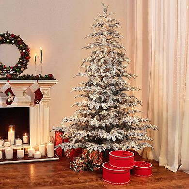 Puleo International Inc. 7.5-ft. Pre-Lit Flocked Aspen Fir Artificial Christmas Tree