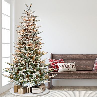 Puleo International Inc. 7.5-ft. Pre-Lit Flocked Aspen Fir Artificial Christmas Tree