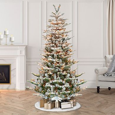 Puleo International Inc. 7.5-ft. Pre-Lit Flocked Aspen Fir Artificial Christmas Tree