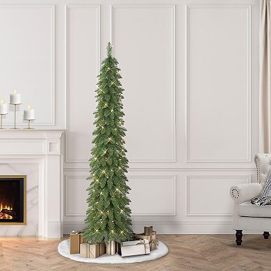 PULEO INTERNATIONAL 6-ft. Pre-Lit Alpine Artificial Pencil Christmas Tree