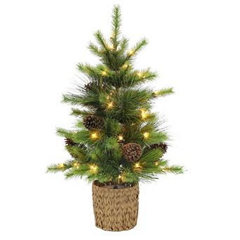 PULEO INTERNATIONAL 2.25-ft. Pre-Lit Potted Artificial Christmas Tree