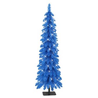 PULEO INTERNATIONAL 4-ft. Pre-Lit Blue Artificial Alpine Pencil Christmas Tree
