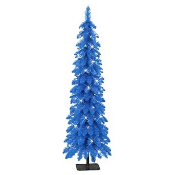 PULEO INTERNATIONAL 4-ft. Pre-Lit Blue Artificial Alpine Pencil Christmas Tree