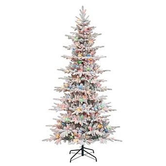 Puleo International Inc. 7.5-ft. Pre-Lit Slim Flocked Artificial Utah Fir Christmas Tree