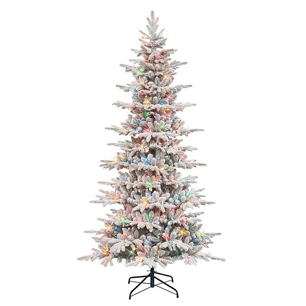 Puleo International Inc. 7.5-ft. Pre-Lit Slim Flocked Artificial