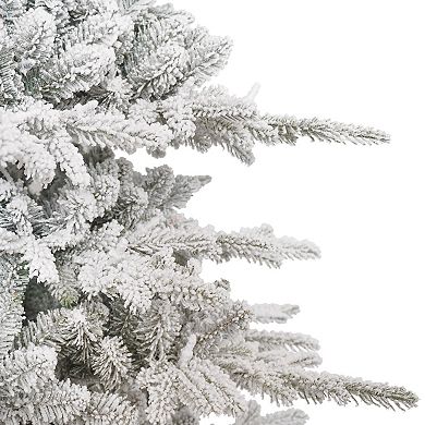 Puleo International Inc. 7.5-ft. Pre-Lit Slim Flocked Artificial Utah Fir Christmas Tree
