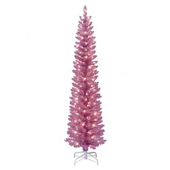 Puleo International Inc. 6-ft. Pre-Lit Pink Tinsel Artificial Christmas Tree