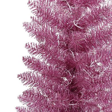Puleo International Inc. 6-ft. Pre-Lit Pink Tinsel Artificial Christmas Tree