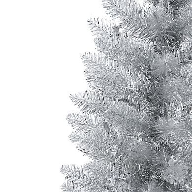 Puleo International Inc. 7-ft. Pre-Lit Silver Tinsel Artificial Christmas Tree
