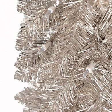 PULEO INTERNATIONAL 4-ft. Pre-Lit Rose Gold Artificial Alpine Pencil Christmas Tree