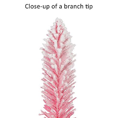 Puleo International Inc. 6-ft. Pre-Lit Flocked Pink Artificial Alpine Pencil Christmas Tree