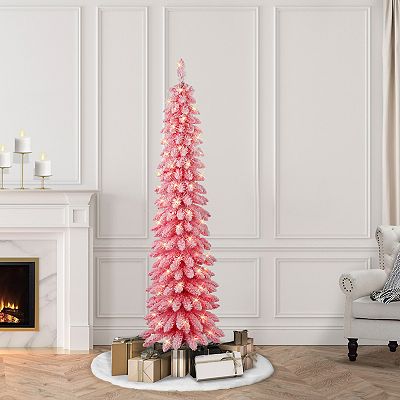 6FT Pre-Lit Pink Artificial Christmas Tree Holiday store Decoration