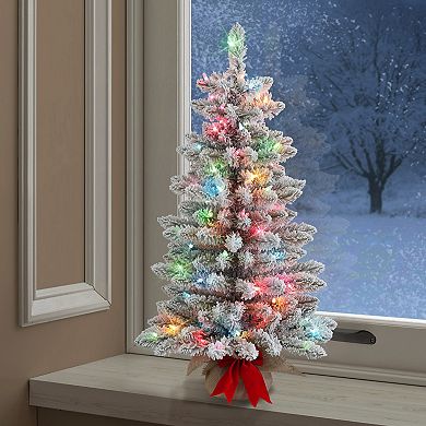 Puleo International Inc. 3-ft. Pre-Lit Flocked Artificial Fraser Fir Christmas Tree