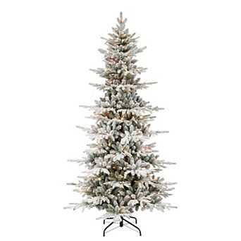 Puleo International Inc. 6.5-ft. Pre-lit Slim Flocked Artificial Utah Fir Christmas Tree