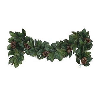 PULEO INTERNATIONAL 6-ft. Magnolia Leaves & Pine Cones Artificial Garland
