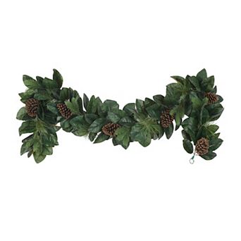 PULEO INTERNATIONAL 6-ft. Magnolia Leaves & Pine Cones Artificial Garland