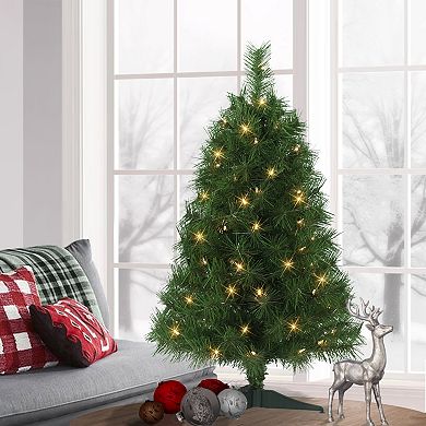 Puleo International Inc. 3-ft. Pre-Lit Snow Ridge Artificial Fir ...