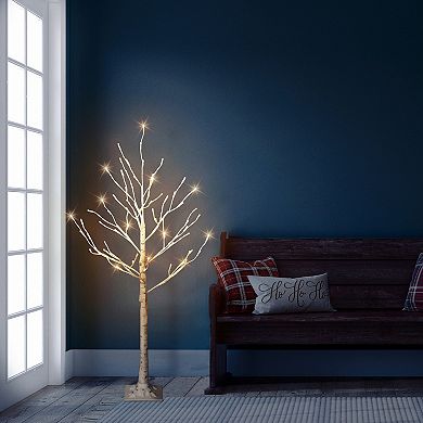 Puleo International Inc. 4-ft. Pre-Lit White Artificial Twig Christmas Tree