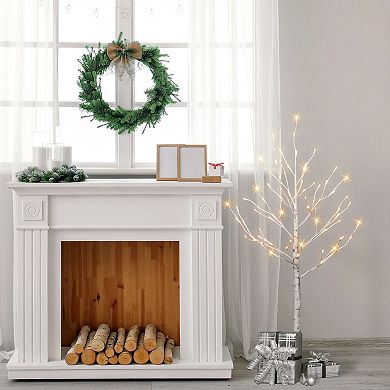 Puleo International Inc. 4-ft. Pre-Lit White Artificial Twig Christmas Tree