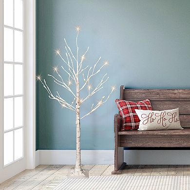Puleo International Inc. 4-ft. Pre-Lit White Artificial Twig Christmas Tree
