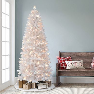 Puleo International Inc. 7-ft. Pre-Lit White Carson Artificial Pine Christmas Tree