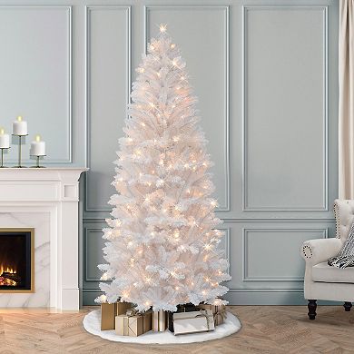 Puleo International Inc. 7-ft. Pre-Lit White Carson Artificial Pine Christmas Tree