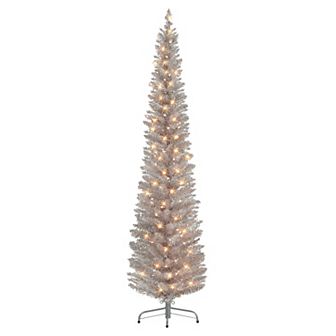 Puleo International Inc. 7-ft. Pre-Lit Rose Gold Tinsel Artificial Christmas Tree