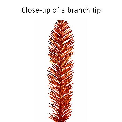 Puleo International Inc. 6-ft. Pre-Lit Orange Tinsel Artificial Halloween Tree