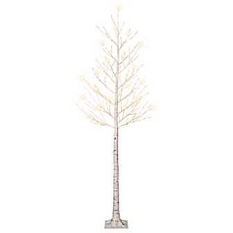 Puleo International Inc. 8-ft. Pre-Lit White Artificial Twig Christmas Tree