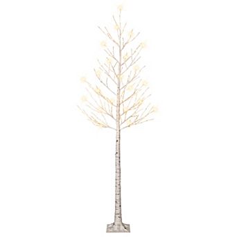 Puleo International Inc. 8-ft. Pre-Lit White Artificial Twig Christmas Tree