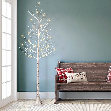 Puleo International Inc. 8-ft. Pre-Lit White Artificial Twig Christmas Tree