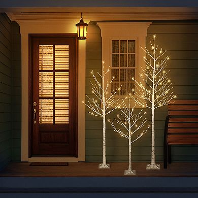 Puleo International Inc. 8-ft. Pre-Lit White Artificial Twig Christmas Tree