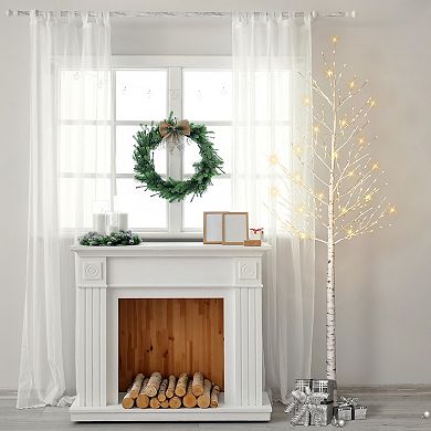 Puleo International Inc. 8-ft. Pre-Lit White Artificial Twig Christmas Tree