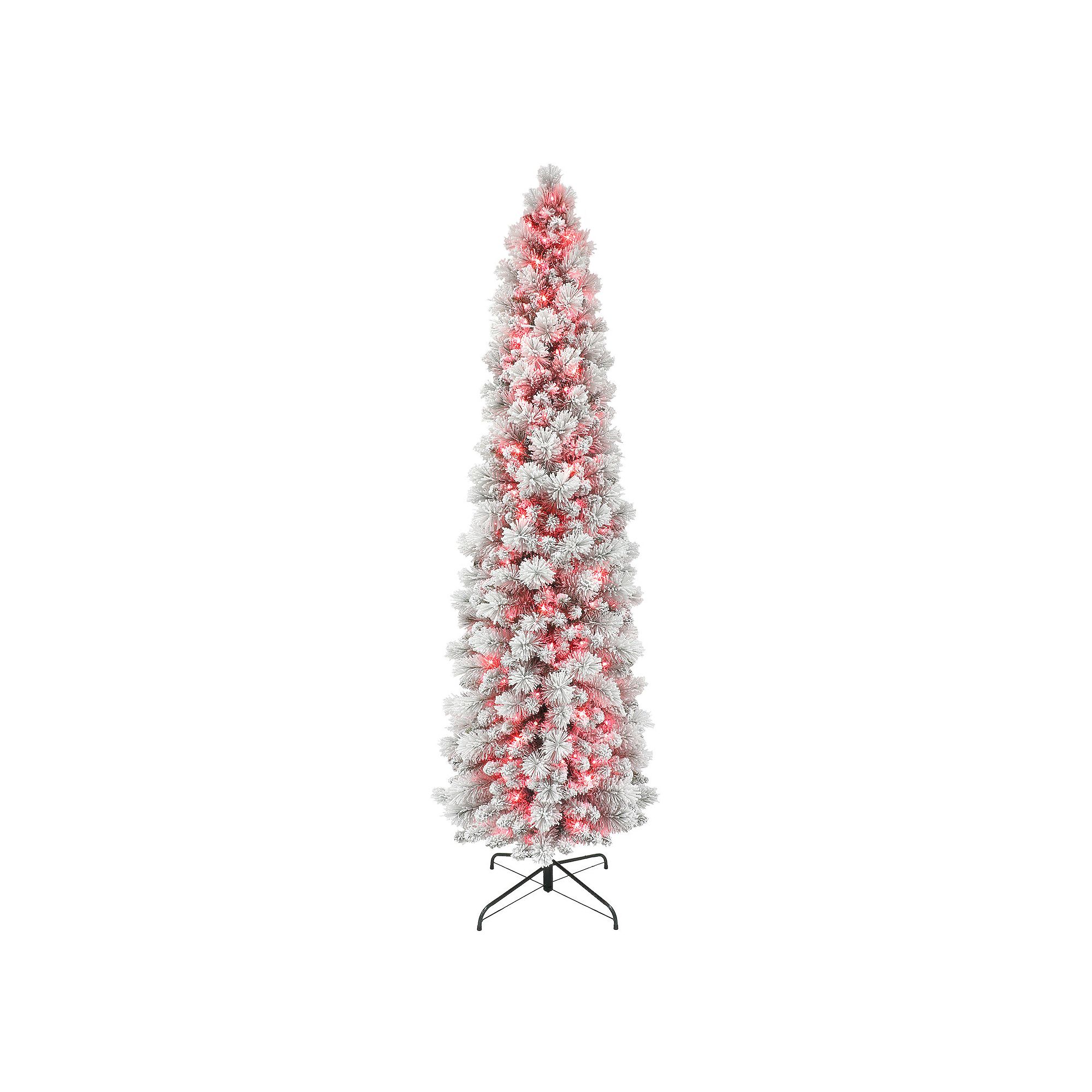Puleo International Inc. 7.5-ft. Pink Pre-Lit Flocked Portland Pine Artific