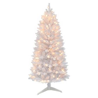 PULEO INTERNATIONAL 5-ft. Pre-Lit White Carson Artificial Pine Christmas Tree