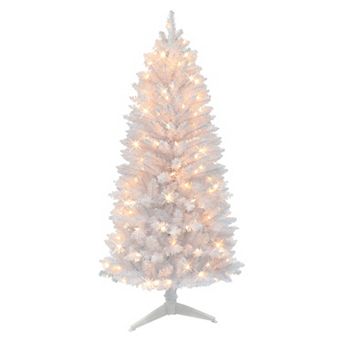 PULEO INTERNATIONAL 5-ft. Pre-Lit White Carson Artificial Pine Christmas Tree