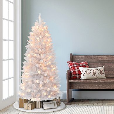 PULEO INTERNATIONAL 5-ft. Pre-Lit White Carson Artificial Pine Christmas Tree