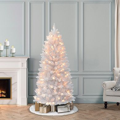 PULEO INTERNATIONAL 5-ft. Pre-Lit White Carson Artificial Pine Christmas Tree