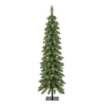 PULEO INTERNATIONAL 4-ft. Pre-Lit Artificial Alpine Pencil Christmas Tree