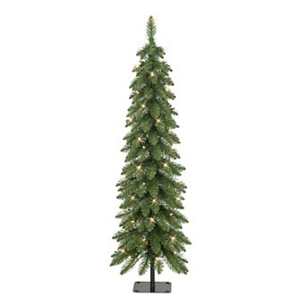 PULEO INTERNATIONAL 4-ft. Pre-Lit Artificial Alpine Pencil Christmas Tree