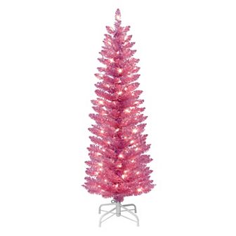 Puleo International Inc. 4.5-ft. Pre-Lit Pink Tinsel Artificial Christmas Tree