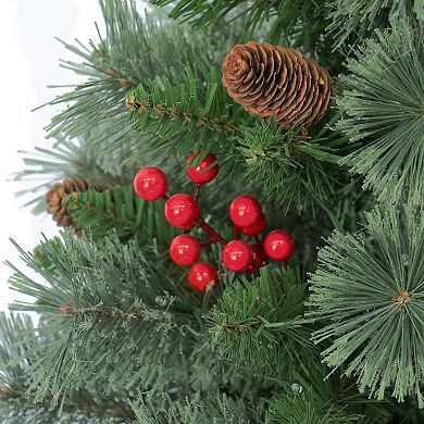 PULEO INTERNATIONAL 30" Pre-Lit Artificial Pine Urn Filler Decor 2-pc. Set