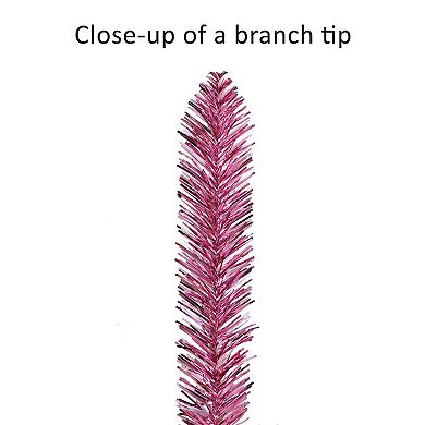 PULEO INTERNATIONAL 7-ft. Pre-Lit Pink Tinsel Artificial Christmas Tree