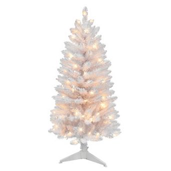 Puleo International Inc. 4-ft. Pre-Lit White Carson Artificial Pine Christmas Tree
