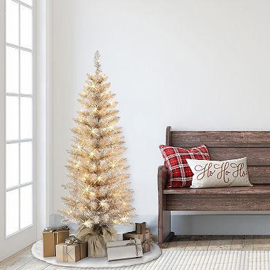 PULEO INTERNATIONAL 4-ft. Pre-Lit Rose Gold Artificial Christmas Tree