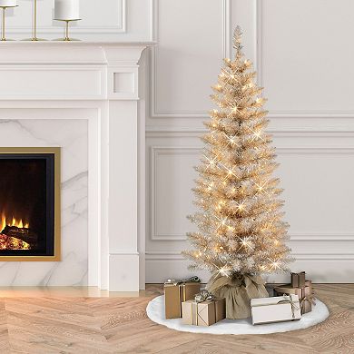 PULEO INTERNATIONAL 4-ft. Pre-Lit Rose Gold Artificial Christmas Tree